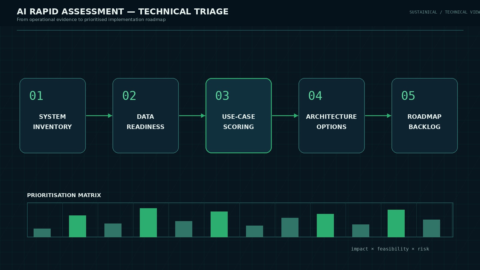 AI Rapid Assessment workflow from assessment to prioritised roadmap